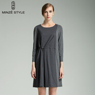 名師路品牌女裝春秋歐美時(shí)尚街頭長(cháng)袖條紋休閑連衣裙 4N62557米灰色83 L