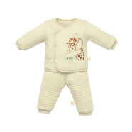 芭咪乐婴儿棉衣宝宝衣服外出服保暖彩棉新生儿衣服套装 自然绿偏开 59码(0-3个月)