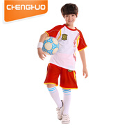 橙火兒童運(yùn)動(dòng)服短袖寬松胖男童套裝透氣小學(xué)生足球服女孩休閑服中大童夏裝 紅色 160碼適合身高155-164