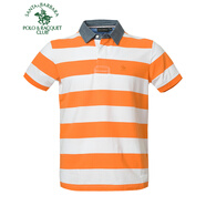 圣大保羅男裝商務(wù)休閑夏季男款中青年上衣棉質(zhì)條紋修身短袖T恤衫polo衫 橙色H2 160/80B