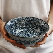 美濃燒（Mino Yaki） 美濃燒日本進(jìn)口復(fù)古湯碗大號(hào)家用陶瓷餐具面碗沙拉碗 京華唐草