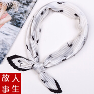 新款明星同款韓版塔羅田園風(fēng)壓皺褶皺百褶絲巾圍巾小方巾領(lǐng)巾清新時(shí)尚頭巾 白玫瑰 70cm*70cm