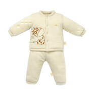 芭咪乐婴儿棉衣宝宝衣服外出服保暖彩棉新生儿衣服套装 自然绿中开 59码(0-3个月)