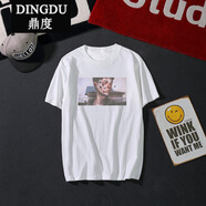 鼎度（DINGDU）17歐美街頭潮牌韓國ulzzang原宿寬松bf風(fēng)情侶裝短袖t恤潮男女 202短袖白色 L適合115斤左右