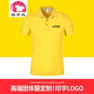 源于衣 POLO定制t恤 文化衫同學(xué)聚會(huì)服裝訂做衣服印字logo工作服工衣T恤訂制 黃色 S