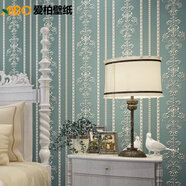 愛(ài)柏墻紙現代簡(jiǎn)約3D豎條紋無(wú)紡布墻紙 臥室滿(mǎn)鋪客廳影視墻條紋壁紙 深藍色L7092