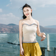 西子美麗心情2021春夏新款女裝純色修身顯瘦V領(lǐng)百搭打底吊帶背心 米色 XZ18A980 L