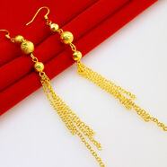 千影珠寶包金耳環(huán)女款鍍金加長(cháng)流蘇轉運珠耳鉤耳吊耳墜結婚首飾迎親拍照飾品送朋友生日禮物同學(xué) 0.12 品牌防偽標簽標價(jià)658