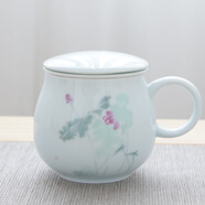 逸品春秋陶瓷泡茶杯辦公室帶蓋過(guò)濾茶杯馬克杯家用個(gè)人水杯紀念禮品定制 蘋(píng)果杯（荷）