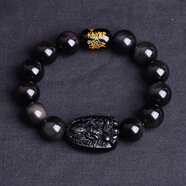 慈靈閣黑曜石手串八大守護神本命佛吉祥物護身符水晶飾品男女款 生肖屬狗豬 阿彌陀佛
