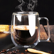 淳意 玻璃茶杯咖啡杯 雙層耐熱玻璃茶具水杯男女士帶把茶杯隔熱馬克杯