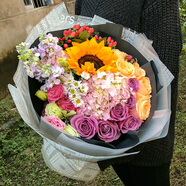 欣尚鮮花速遞向日葵送老師長(cháng)輩生日禮物節日祝福全國同城配送 向日葵玫瑰混搭鮮花—歐美風(fēng)尚