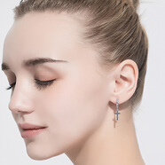 十尚美地渴想 925銀十字架耳環(huán)男潮款耳扣學(xué)生耳釘女時尚個性耳墜飾品