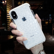尚尚呈品 適用蘋(píng)果16手機(jī)殼軟硅膠全包iPhone16ProMax透明時(shí)尚15熱巴14pro氣囊防摔簡(jiǎn)約X水感鉆石紋保護(hù)套 新款鉆石紋-雅白 iPhone X/XS
