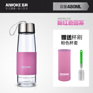 AIWOKE單層玻璃杯大容量個(gè)性泡茶水杯車(chē)載便攜帶蓋過(guò)濾網(wǎng)茶杯男女士學(xué)生家用創(chuàng)意杯子水瓶 粉色480ml