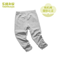 樂桃和家有機(jī)棉女童夏季七分褲小童打底褲兒童衣服褲子夏款百搭 淺花灰 90