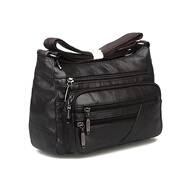 金珊瑚中老年新款頭層牛皮女士包包韓版休閑單肩包女?huà)寢尠笨嫫づ?850 棕色