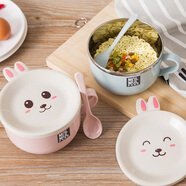 淘樣兒不銹鋼泡面碗帶蓋便當(dāng)盒飯盒泡面杯方便面碗吃飯碗學(xué)生宿舍家用 隨機(jī)色