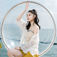 西子美麗心情2018春裝新款韓版女裝白色長(cháng)袖蕾絲心機襯衫上衣海邊度假披風(fēng)罩衫 白色 XZ18A947 L