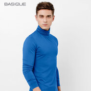 元本  春裝新款男士長(cháng)袖T恤高領(lǐng)套頭打底衫莫代爾棉純色男裝潮 寶藍色 XL 185/104A
