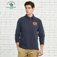圣大保羅男裝2025秋冬款裝男士商務(wù)休閑寬松版長(cháng)袖PoloT恤純棉衫 深藍色K9 S (46) 160/80B
