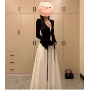 艾美琦美（AIMEIQIMEI）法式夏季女士吊帶連衣裙2025新款度假風(fēng)夏天女裝套裝顯瘦白色裙子 黑色開衫+連衣裙 M