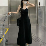 桃伊悠（taoyiyou）黑色吊帶裙女夏季甜辣打底連衣裙小個子包臀長裙背心裙氣質(zhì)大擺裙 黑色 XL
