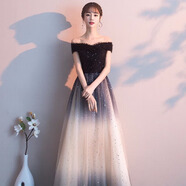 麥斯貝思年會(huì )晚禮服裙女新款宴會(huì )長(cháng)款亮片仙氣夢(mèng)幻主持人氣質(zhì)黑色高貴女 黑色 M