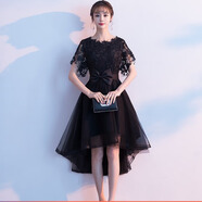 麥斯貝思晚禮服女新款輕奢高貴氣質(zhì)宴會(huì)年會(huì)演出鋼琴黑色顯瘦小禮服 黑色 M