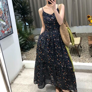 汐渝吊帶連衣裙修身裙新款2025早春法式復古時(shí)尚氣質(zhì)設計感女修身顯瘦 吊帶連衣裙 M 95到106
