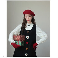 玲玖2024新款法式甜美蕾絲邊長(cháng)袖針織衫女秋季高級感毛衣氣質(zhì)上衣 杏色針織衫 S