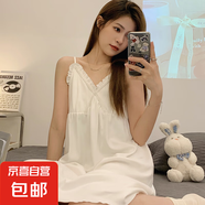睡裙女夏季可愛(ài)仿棉短袖中長(zhǎng)款連衣裙子夏天2025年新款睡衣家居服 Q52007 M 女