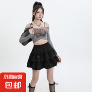 蛋糕裙短裙蓬蓬裙a字2025春夏新款蕾絲裙子白色半身裙女夏 黑色 M