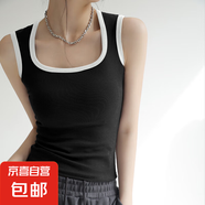 2025夏季新款顯瘦吊帶背心女設(shè)計感小眾拼接韓版純色無袖打底上衣 黑色 M 80-95斤