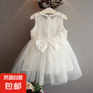 女童公主裙夏季新款短袖蕾絲裙子連衣裙純棉連衣裙童裝 演出服蕾絲網(wǎng)紗禮服連衣裙白色 140 【身高125-135cm 9-12歲】