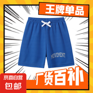 兒童短褲2025新款男童夏季冰絲薄款大童沙灘褲男孩夏天家居大褲衩 藍色 JA-短褲 150 CM