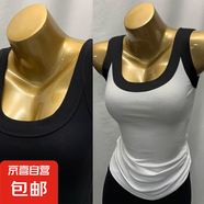 遮副乳修身內(nèi)搭外穿無(wú)袖打底衫上衣夏季新款莫代爾螺紋吊帶背心女 070-黑色+黑肩色 L 建議110-125斤