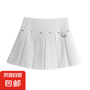 美式辣妹百褶裙女春夏季新款高腰防走光半身裙a字鉚釘愛心扣短裙 白色 XL
