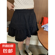 甜美芭蕾風短裙荷葉邊高腰A字蓬蓬裙蛋糕半身裙女2025 黑色 S