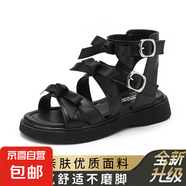 昌祥回力女童鞋子表演兒童羅馬鞋2025年新款夏季小女孩軟底百搭公 【黑色】夸米熊&F2888 35 碼內(nèi)長21.8cm