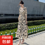 法式碎花連衣裙女2025夏季新款海邊度假風氣質(zhì)顯瘦長裙裙子1062 牡丹花 M 【100-110斤】