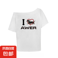 其他品牌純棉美式街頭臘腸狗斜肩短袖T恤GXXX94-50420 白色 L
