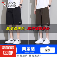 啄木鳥【寬松速干】夏天多巴胺短褲男生2025新款薄款冰絲五分褲 黑色+深灰 3XL 推薦190-210斤