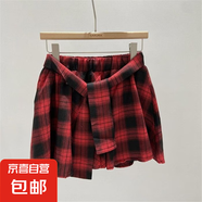不規(guī)則爆款格子半身裙女夏季高腰顯瘦防走光美式辣妹a字百褶短裙 紅色格子 S