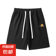 夏季新款美式運(yùn)動(dòng)五分褲男士寬松直筒休閑短褲女中褲 短褲草帽口袋黑色 XL