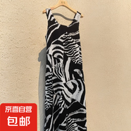 女士連衣裙2025夏季新款高級感時尚度假風(fēng)沙灘斑馬紋連衣裙8176 黑色 M （100-120斤）