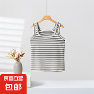新款法式撞色吊帶背心女外穿內(nèi)搭春季小眾無(wú)袖條紋針織打底上衣女 深灰色 均碼