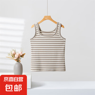 新款法式撞色吊帶背心女外穿內(nèi)搭春季小眾無袖條紋針織打底上衣女 卡其色 均碼