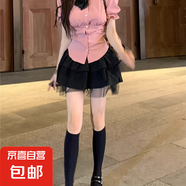 甜辣蛋糕半身裙女2025新款夏季高腰顯瘦黑色時(shí)尚百搭系帶短裙KXW 黑色【性感顯瘦】 2XL 【125-145斤】