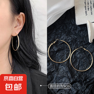 歐美氣質(zhì)爆款圈圈耳環(huán)女輕奢高級(jí)感素圈秋冬耳飾品夸張大耳圈耳釘 金色直徑5CM【一對(duì)裝】